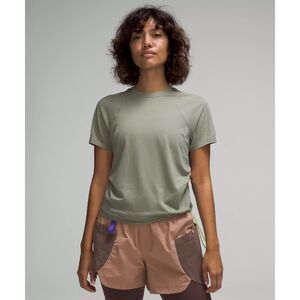 Lululemon Lightweight Cinched Hem Hiking T-Shirt 6 Laurel Green Side Zip Pocket